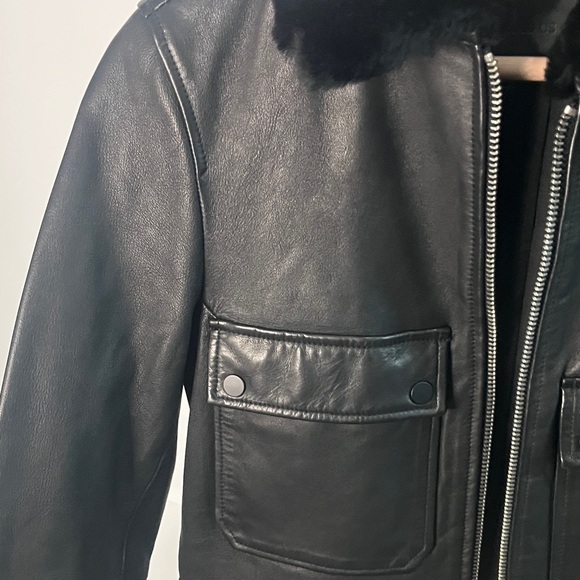 All Saints Leather Jacket with Fur Collar - Picture 5 of 11